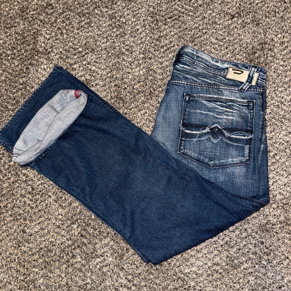 Diesel Zaf Bootcut Jeans Mens 34x32 Made in Italy Blue Wash Denim 0089P